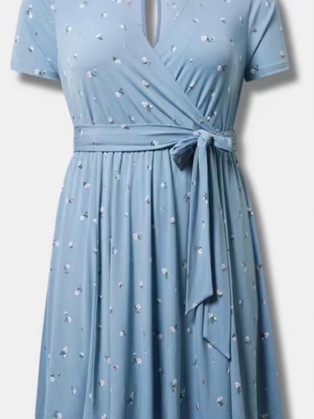 torrid Dusty Blue Floral Wrap Midi Romper Dress with Tie Waist size 4